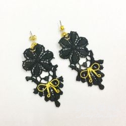 花朵蝴蝶結蕾絲耳環